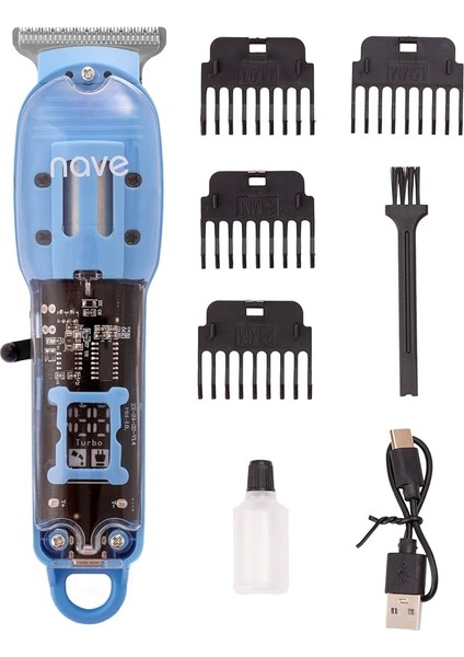 Erkekler Için Şarj Edilebilir Sakal ve Saç Kesme Makinesi - LED Ekranlı Akülü Bakım Seti, Sessiz Çalışma ve Hassas Kesim, (Mavi)