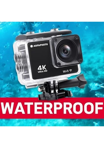 Realimove AC9000-30 Su Geçirmez Dijital Eylem Kamera (Gerçek 4K Eıs Anti-Shake, 170 Â ° Açı, 2.0 Inç LCD Ekran, 18 Zubehörteile, Wlan) Siyah M modelleri