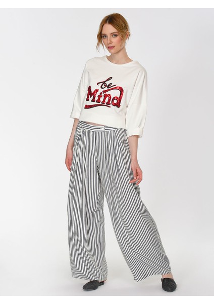 Çizgili Geniş Paça Kadın Pantolon Standart Renk Y1912045_089 fiyatları