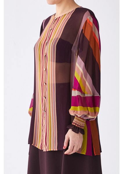 Kolları Detaylı Renkli Transparan Kadın Gömlek Standart Renk K2013516_089 fiyatları