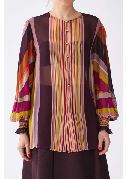 Kolları Detaylı Renkli Transparan Kadın Gömlek Standart Renk K2013516_089 fırsatları