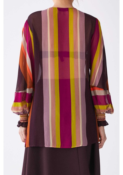 Kolları Detaylı Renkli Transparan Kadın Gömlek Standart Renk K2013516_089 indirimleri