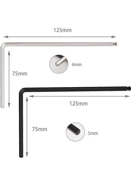 2 Adet Gitar Anahtarı ile Uyumlu Martin Akustik Gitar 4mm Gümüş ve 5mm Siyah Gitar Kafes Çubuk Metal Anahtarı Aracı Gitar Alyan Anahtarı fırsatları