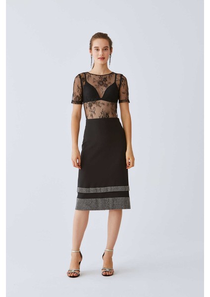 Etek Ucu Detaylı Etek Siyah K2015098_001