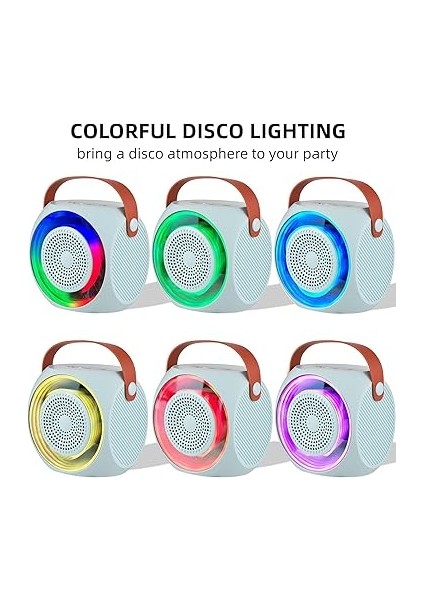 Karaoke Kablolu Mikrofon ve Hoparlör Seti 2 Mikrofon Renkli Işıklar El Mikrofonu Karaoke Hoparlör Doğum Günü Partisi Masaüstü Ev Ktv Seti Mavi modelleri