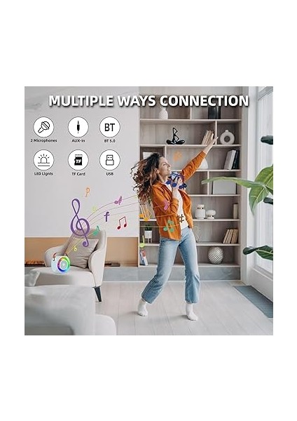 Karaoke Kablolu Mikrofon ve Hoparlör Seti 2 Mikrofon Renkli Işıklar El Mikrofonu Karaoke Hoparlör Doğum Günü Partisi Masaüstü Ev Ktv Seti Mavi fırsatları