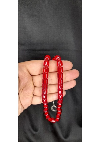 Çubuk Kehribar Tesbih Kapsül Kesim Kırmızı Renk T-305 indirimleri