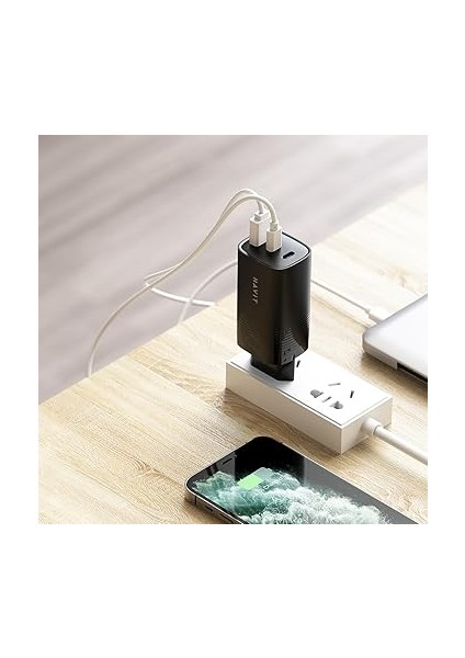 UC20 65W Gan Teknoloji Hızlı Şarj Adaptörü - 2 Type-C, 1 USB Girişi (Macbook ve Iphone Uyumlu) indirimleri