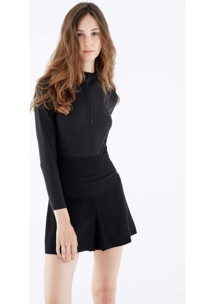 Fermuar Ve Kapüşon Detaylı Bluz Siyah K2113070_001 fırsatları