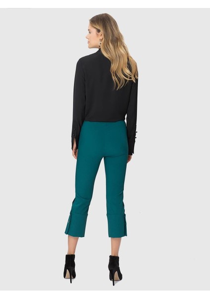 Kısa Paça DüğmeDetaylı Kadın Pantolon Yeşil K1812040_012 modelleri