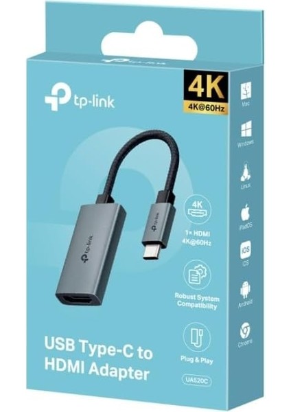 UA520C, USB Type-C Den 4K@60Hz HDMI Dönüştürücü