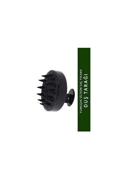 Tarağı Yumuşak Silikon Saç Yıkama & Saç Derisi Masaj Tarağı (Siyah)