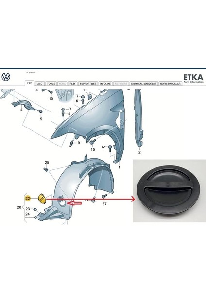 Deponuz (902) (2018 ve Sonrası) Sol Çamurluk Davlumbaz Kapağı. Orijinal T-Roc ile Uyumlu fiyatları