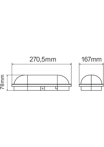 20W IP65 Oval Siyah LED Tavan ve Duvar Lambası | 6500K Beyaz Işık | Su Geçirmez Banyo Bahçe Aydınlatma Armatürü | 2000 Lümen | 270X147X78MM (220V) modelleri