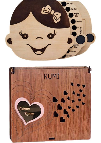 Kız Bebek Süt Dişleri Göbek Bağı Ve Saç Saklama Anı Albüm Kutusu Vintage Bebek Hediyesi