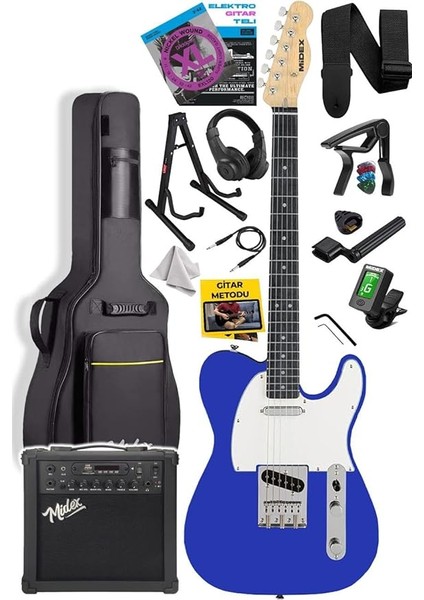 TLX-50BL-25AMP Tele Kasa Maple Klavye 2 Single-Coil 25W Amfili Elektro Gitar