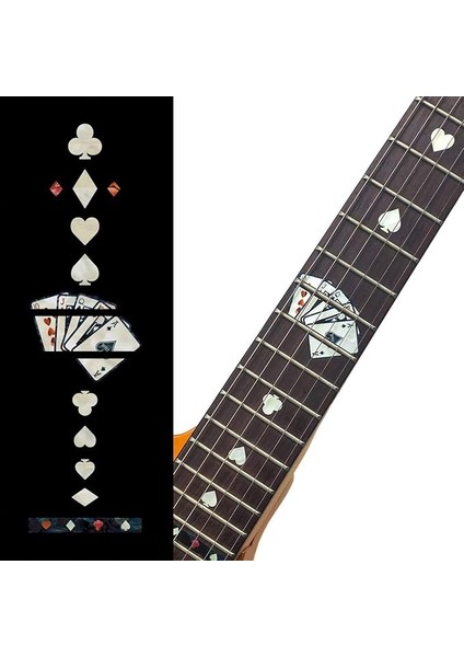 Sticker Klavye Konum Işaretleyici Gitar Için - Playing Cards - Beyaz Inci, F-020PC-WT