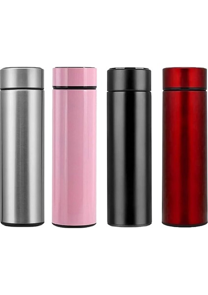 Paslanmaz Çelik Dijital Termometreli 500 ml Sıcak Soğuk Tutan Çay Kahve Su Termosu - FC045 (Siyah)