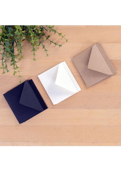 Minik Zarf Seti, 7x9 cm 15 Adet (Kraft-Krem-Siyah)