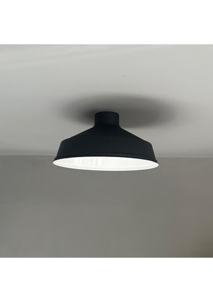 Siyah Iç Beyaz Planfonyer Tekli Avize Retro Sarkıt Lamba Restoran Salon Aydınlatma