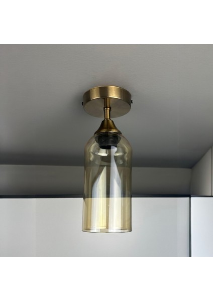 Windy Cam Bal Rengi Tekli Piramit Plafonyer Başlık Retro Salon Aydınlatma modelleri