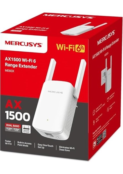 ME60X, AX1500 Çift Bantlı Wi-Fi 6 Menzil Genişletici, 1 Gigabit Bağlantı Noktası ve 2 Harici Anten ile Geniş Bant/wi-Fi Güçlendirici/hotspot, Access Point Modu indirimleri