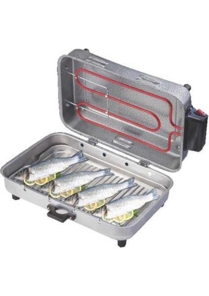 Lüx Büyük Boy 37 * 23CM Elektrikli Izgara Alüminyum Gövde Kapaklı Mangal Barbekü 4şiş Kebap Ocak fırsatları