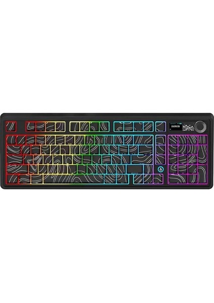 AK980 Kablosuz Hot-Swap Tft Ekranlı Mekanik Oyun Klavyesi 8.000 Mah Batarya Siyah - Maillard Switch