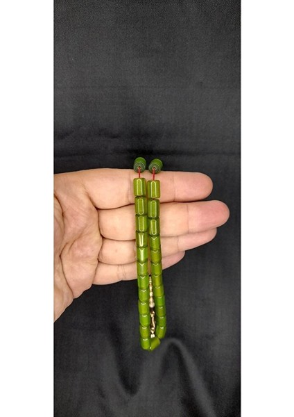 Sıkma Çubuk Kehribar Tesbih Fıçı Kesim Yeşil Renk T-307 indirimleri