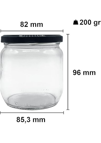 425 ml Metal Siyah Kapaklı Şeffaf Cam Kavanoz 10 Adet fiyatları