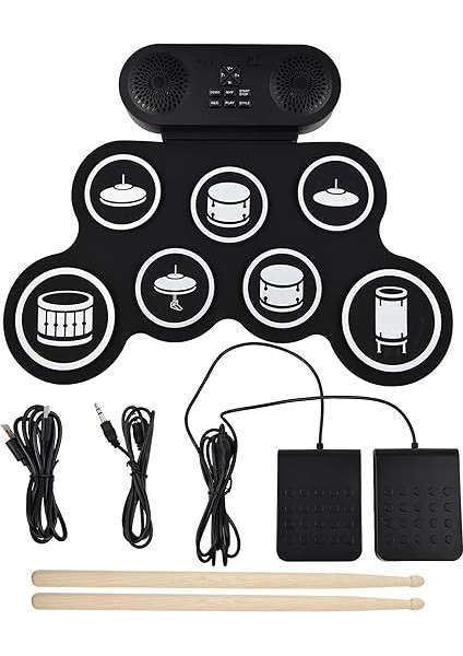 Davul Seti El Rulo Davul Kiti Taşınabilir 7 Pedler Çift Hoparlör 7 Drum Styles 6 Ritimler 10 Demo Şarkıları Müzisyenler Için Bagetler ile Pedalı Yeni Başlayanlar modelleri