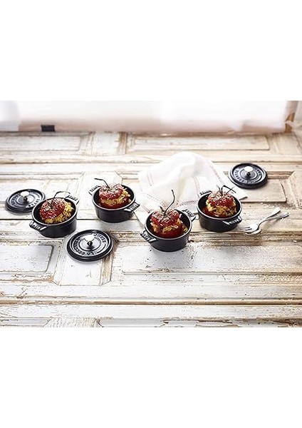 40500-101-0 Mini Güveç, Yuvarlak Kapaklı 10 Cm, 0,25 L, Indüksiyona Uygun, Mat Siyah Emaye Kap Içi, Siyah fiyatları