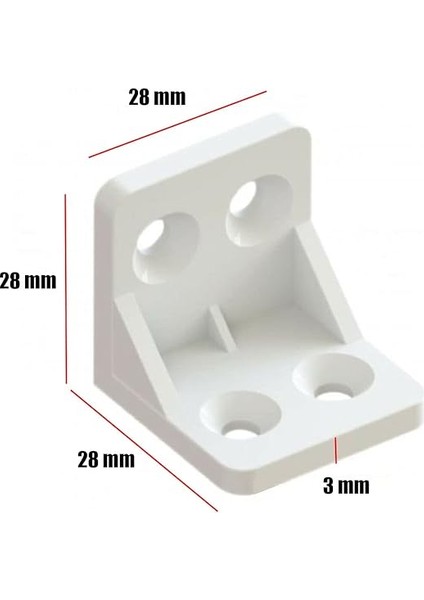 Mobilya Dolap Köşe Bağlantı Sabitleme L Gönye 28X28X28 mm (10 Adet) fiyatları