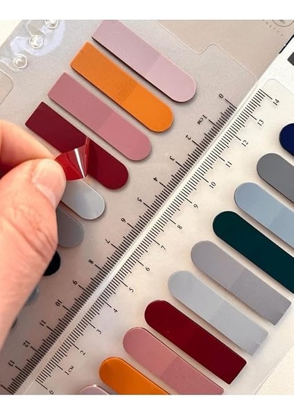 Gemi Dükkan 10 Renkli Cetvelli Retro Koyu Tonlar Oval Şeffaf Pet Indeks/kitap Ayracı/ındex Sticker/postit Renkli 1512S566 modelleri