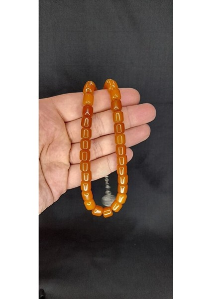 Sevgiliye Özel Hediye Çubuk Kehribar Tesbih Koyu Sarı Renk H-1317.