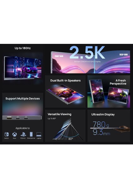 Z3FC 16.1 Inç 180Hz 9ms 2k Qhd IPS Taşınabilir Monitör