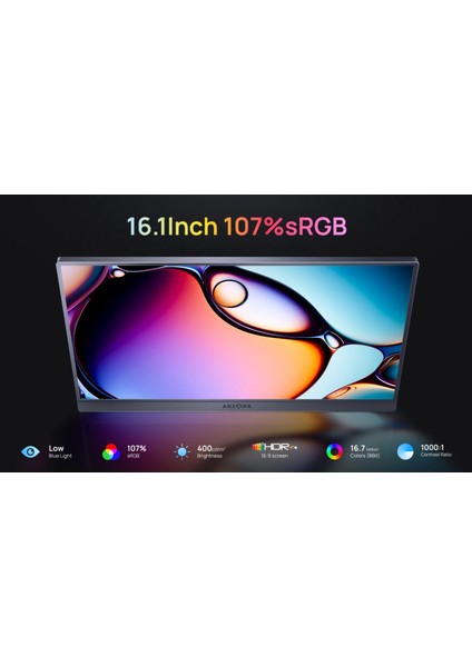 Z3FC 16.1 Inç 180Hz 9ms 2k Qhd IPS Taşınabilir Monitör