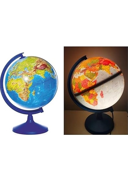 Store Işıklı Küre - 30 cm - Hem Siyasi Hem Fiziki Dünya Küresi En Büyük Boy Eğitici Yer Küre modelleri