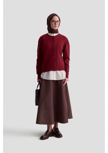 Düğme Detaylı Basic Hırka 25KD7012 Bordo fiyatları