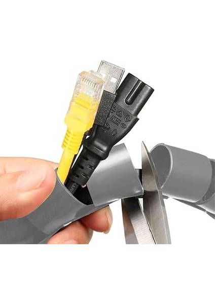 1 mt x 16 mm Spiral Boru Kablo Kanalı Kablo Fiş Düzenleyici Toplayıcı Kordon Kablo Tutucu Gri (2 Adet) modelleri