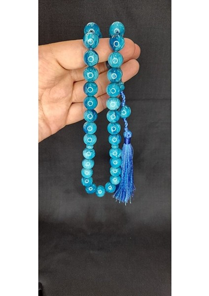 Çubuk Kehribar Tesbih Küre Kesim Mavi Renk T-313 fırsatları