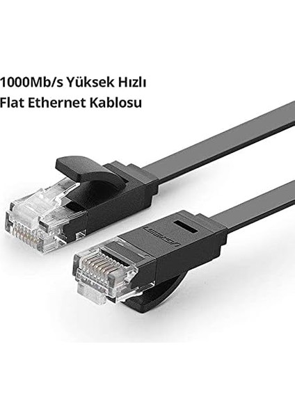 Cat6 Flat Ethernet Kablosu, 5 Metre, Siyah fiyatları
