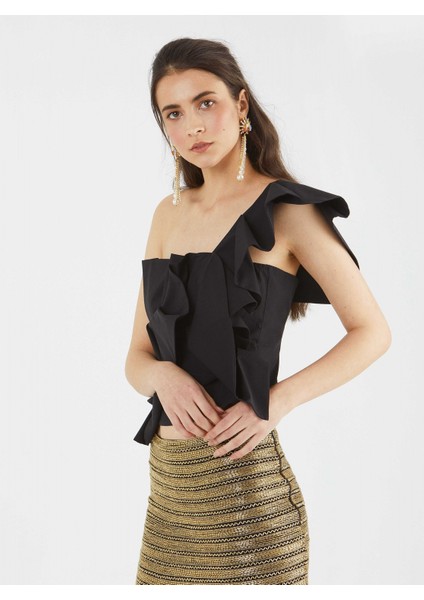 Tek Omuzlu Siyah Bluz Siyah Y1813132_001 modelleri