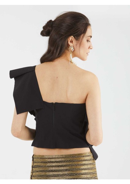 Tek Omuzlu Siyah Bluz Siyah Y1813132_001 fırsatları