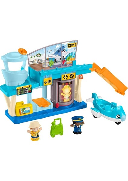 Little People Eğlenceli Havaalanı Fisher-Price Little People Eğlenceli Havaalanı, Uçak ve 3 Oyun Aksesuarı, Bebekler Için Oyun Seti HTJ26