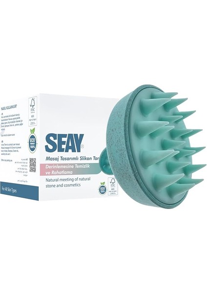 Saç Bakım Fırçası, Saç Derisine Masaj Yapan Şampuan Tarağı, Duş Fırçası Slikon Saç Masaj Tarağı Mavi