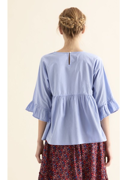 Kadın Çiçek Desenli Mavi Gömlek-Y1866115-036 modelleri