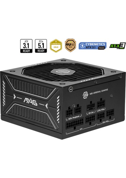 Msı Mag A750GLS Pcıe5 Atx V3.1 750W Pcıe 5.1 Ready 80+ Gold Power Supply