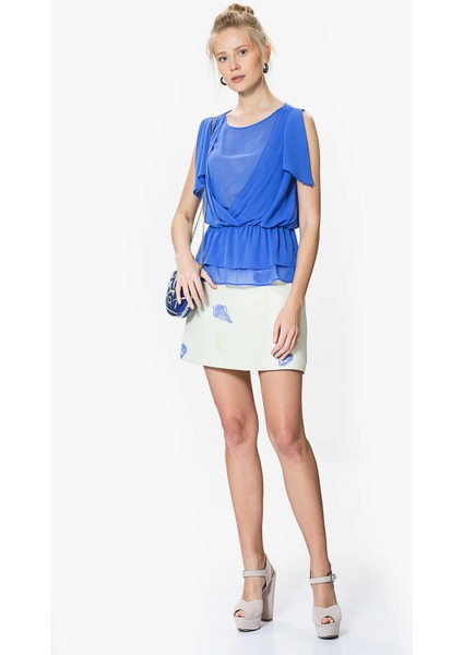 Çiçek Desenli Mini Etek Mavi Y1715056_036 fiyatları