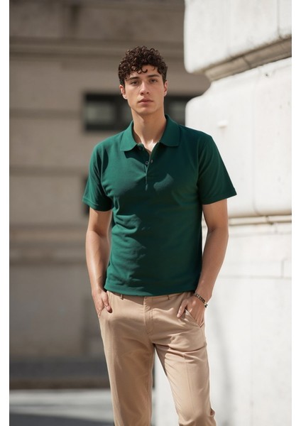 Erkek %100 Pamuklu Lakost Kumaş Regular Fit Polo Yaka T-Shirt fiyatları